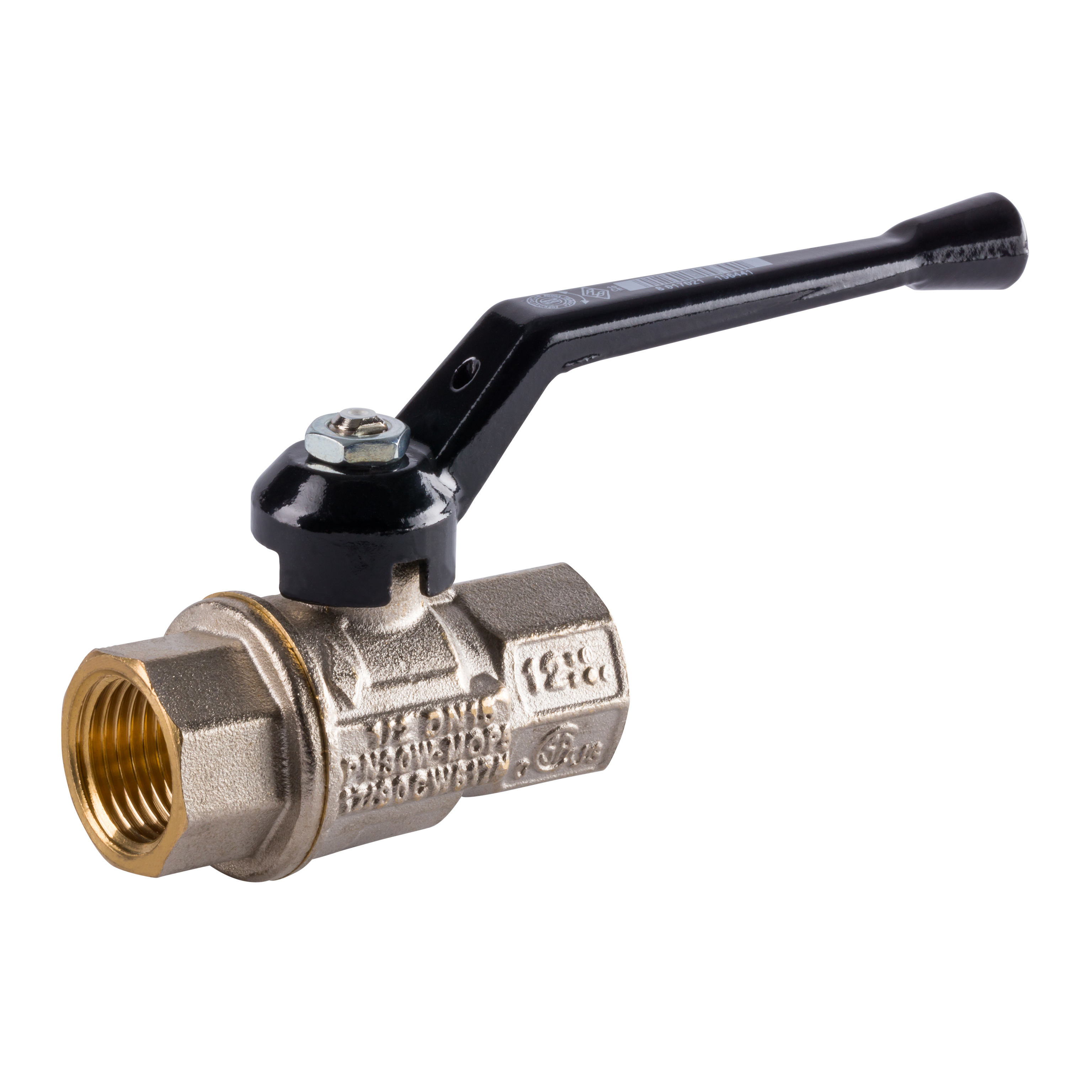 Sauerstoffkugelhahn Innengewinde entfettet für Sauerstoff mit schwarzem Griff