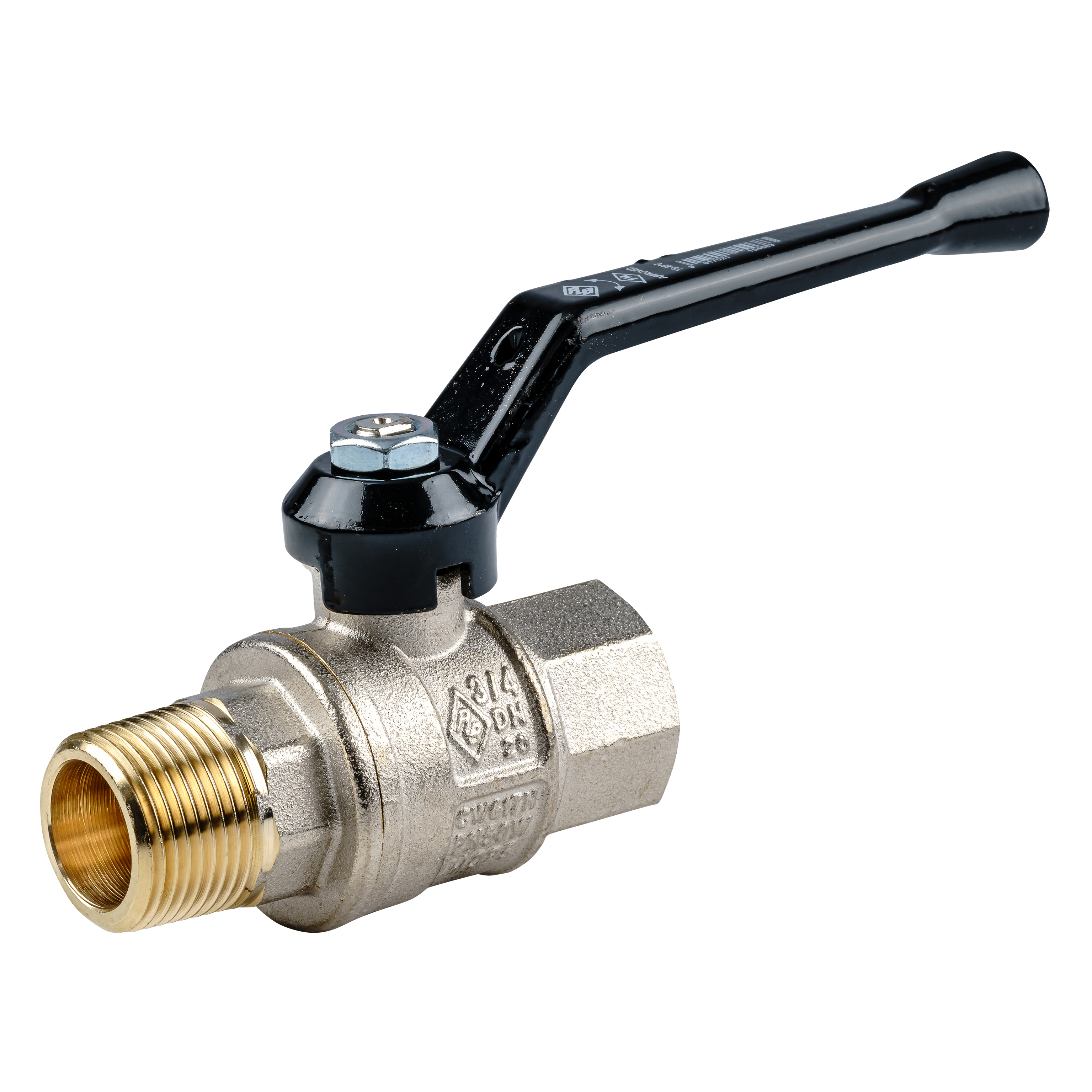 Kugelhahn Innen-Aussengewinde oder Druckluft und Industrie mit schwarzem Griff