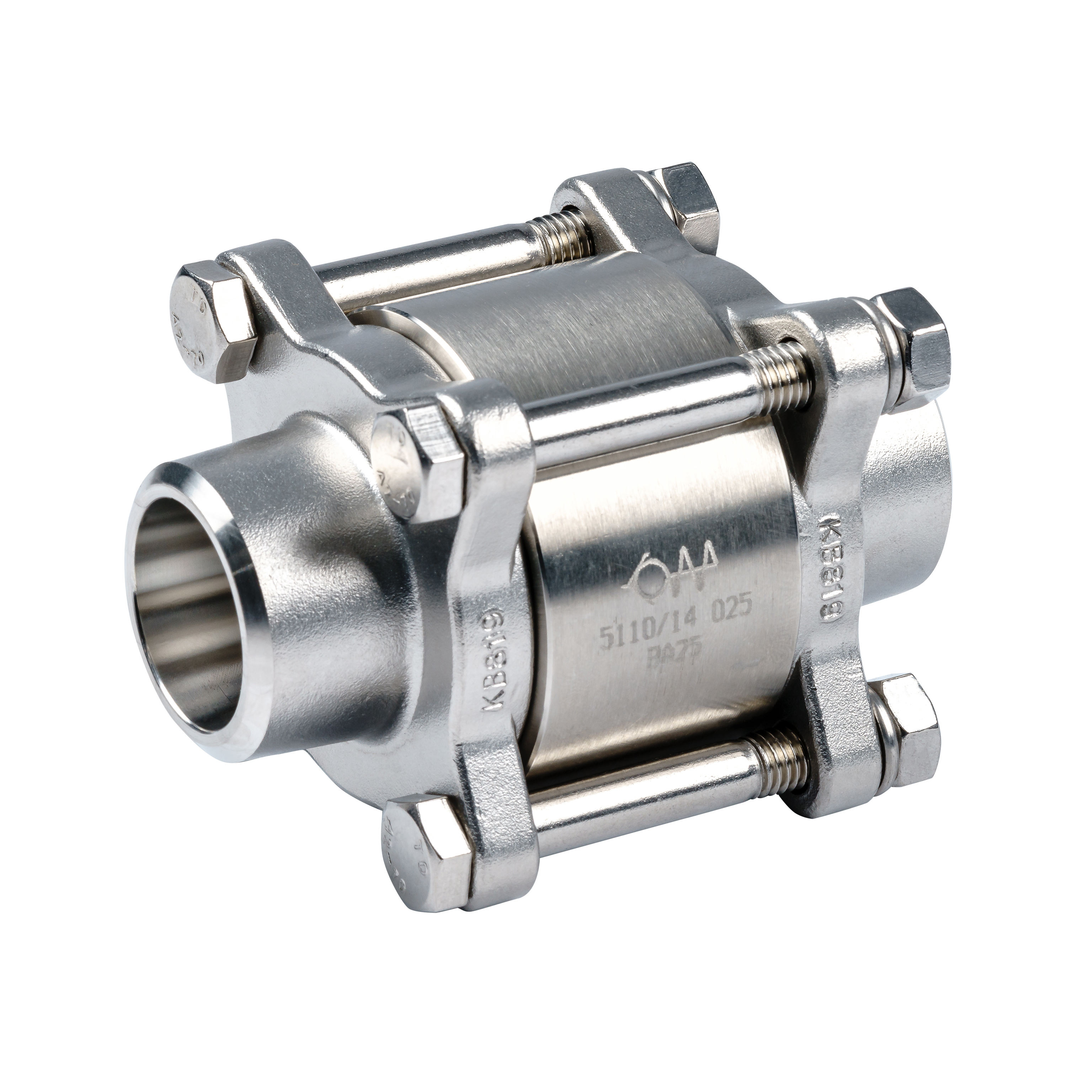 Korrosionsbeständiges Rückschlagventil aus Edelstahl V4A mit Schweissenden für chemische Medien und hohe Temperaturen.