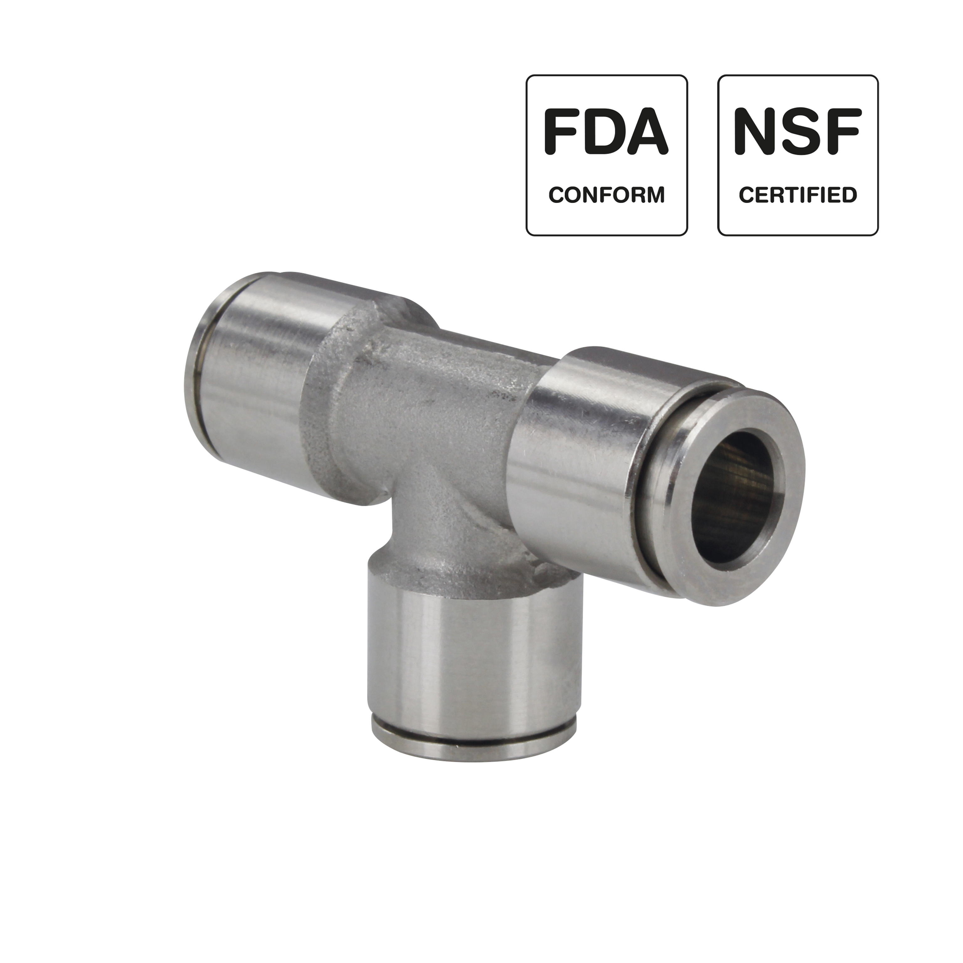 T-Verschraubung egal, Edelstahl 1.4404, Steckverschraubung Push-In, Trigress Armaturen AG