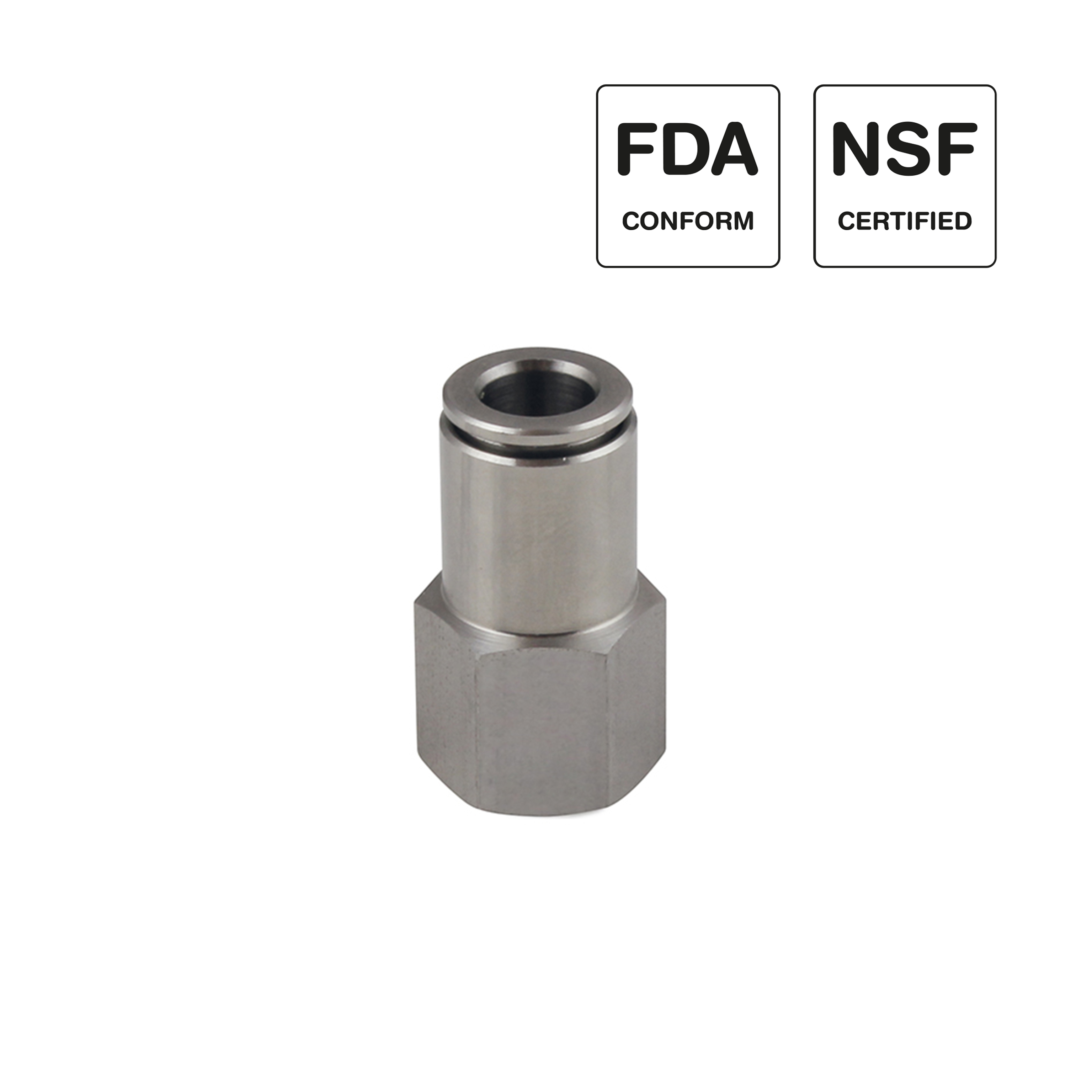 Gerade Aufschraubverschraubung, Edelstahl 1.4404, Steckverschraubung Push-In, Trigress Armaturen AG