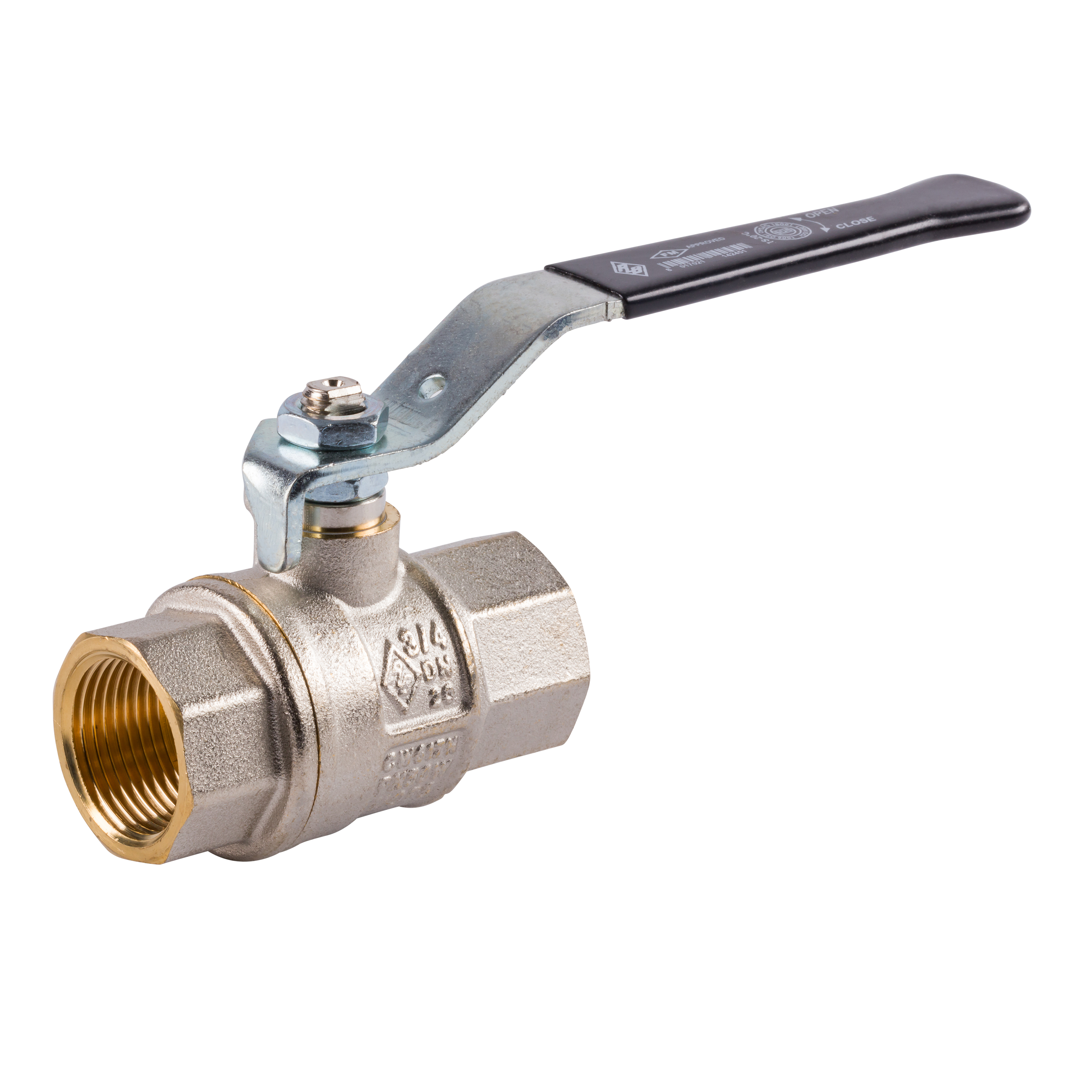 Kugelhahn Innengewinde für Druckluft und Industrie mit schwarzem Stahlband-Griff