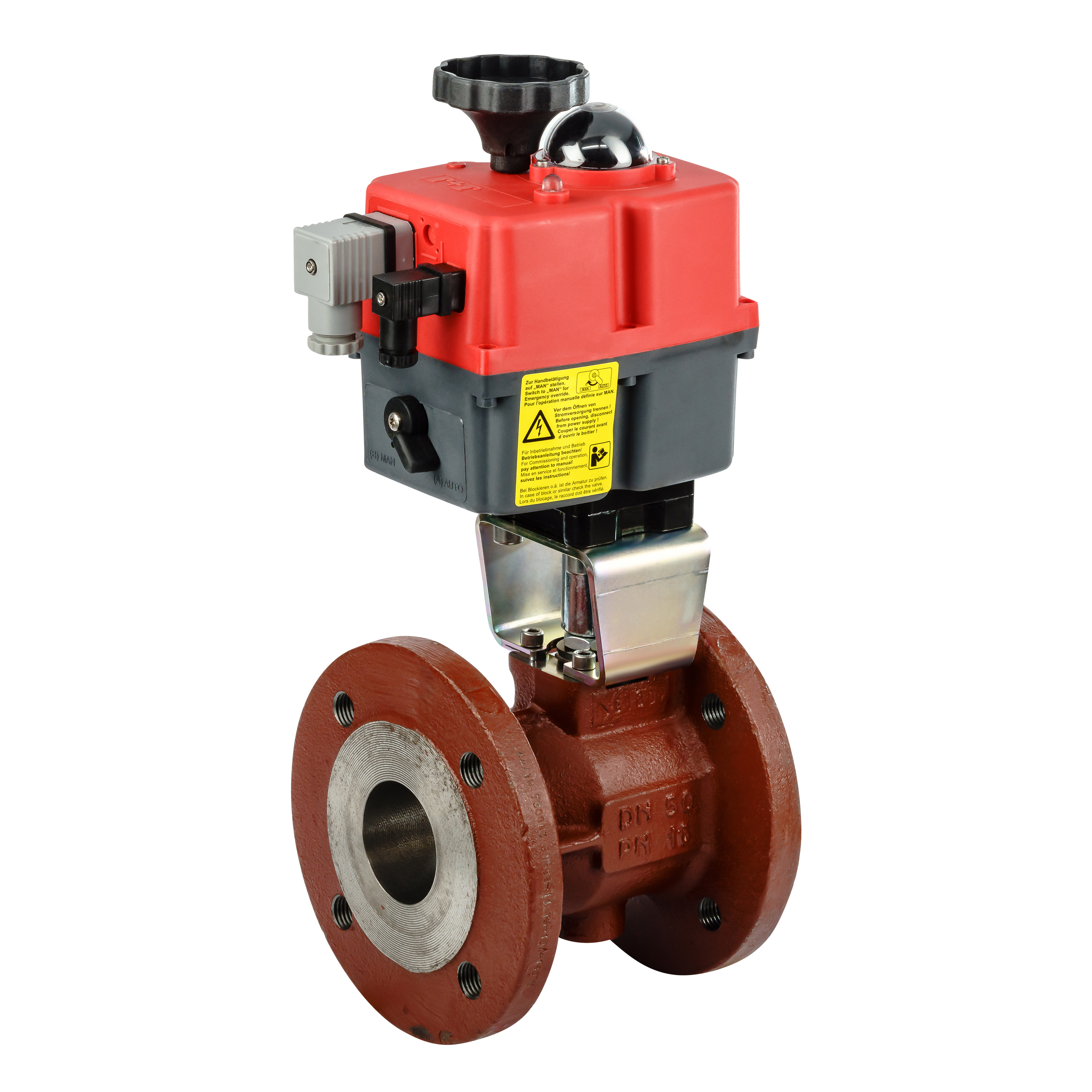 Flansch-Kugelhahn Grauguss mit elektrischem Schwenkantrieb