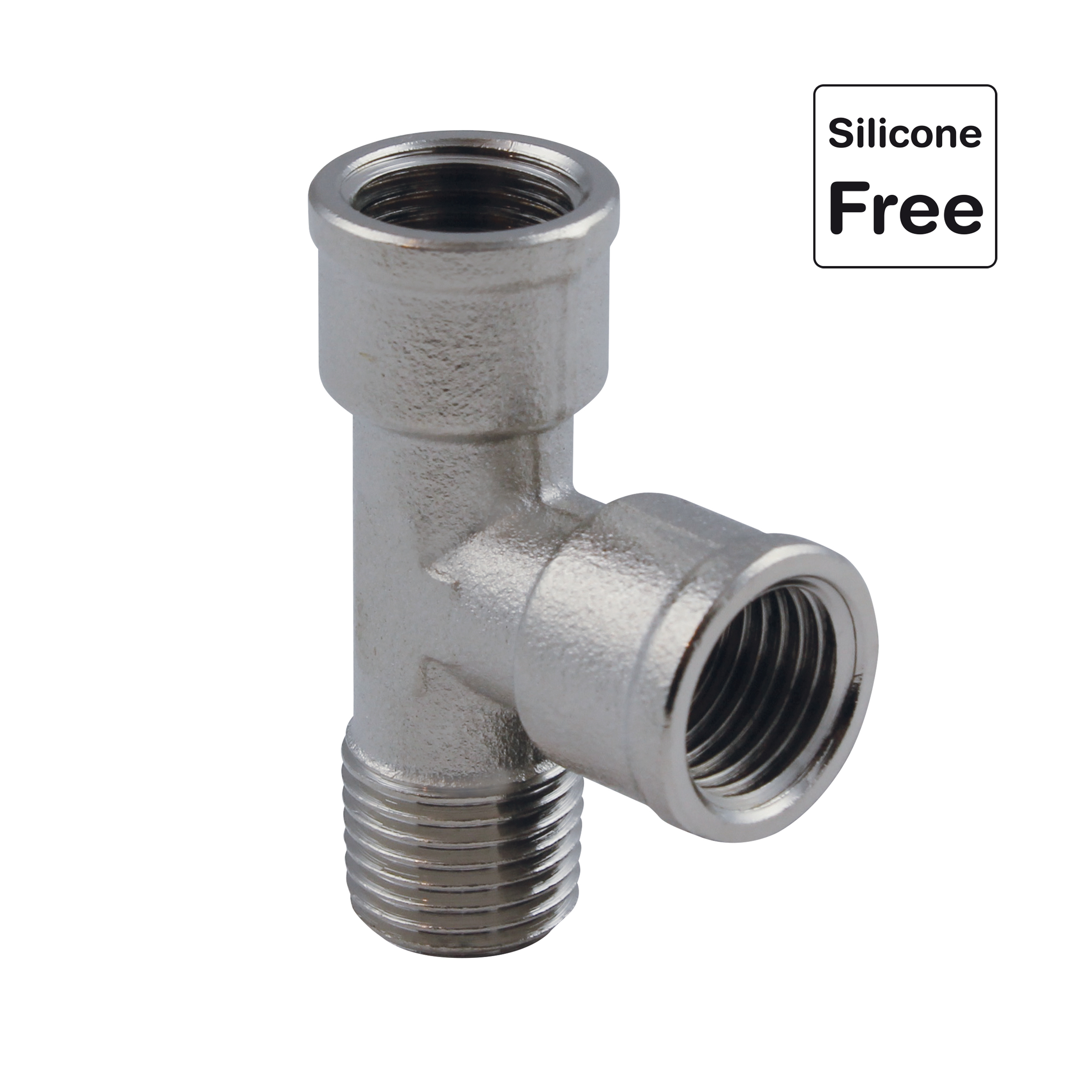 Raccord en T filetage femelle/mâle conique en laiton nickelé