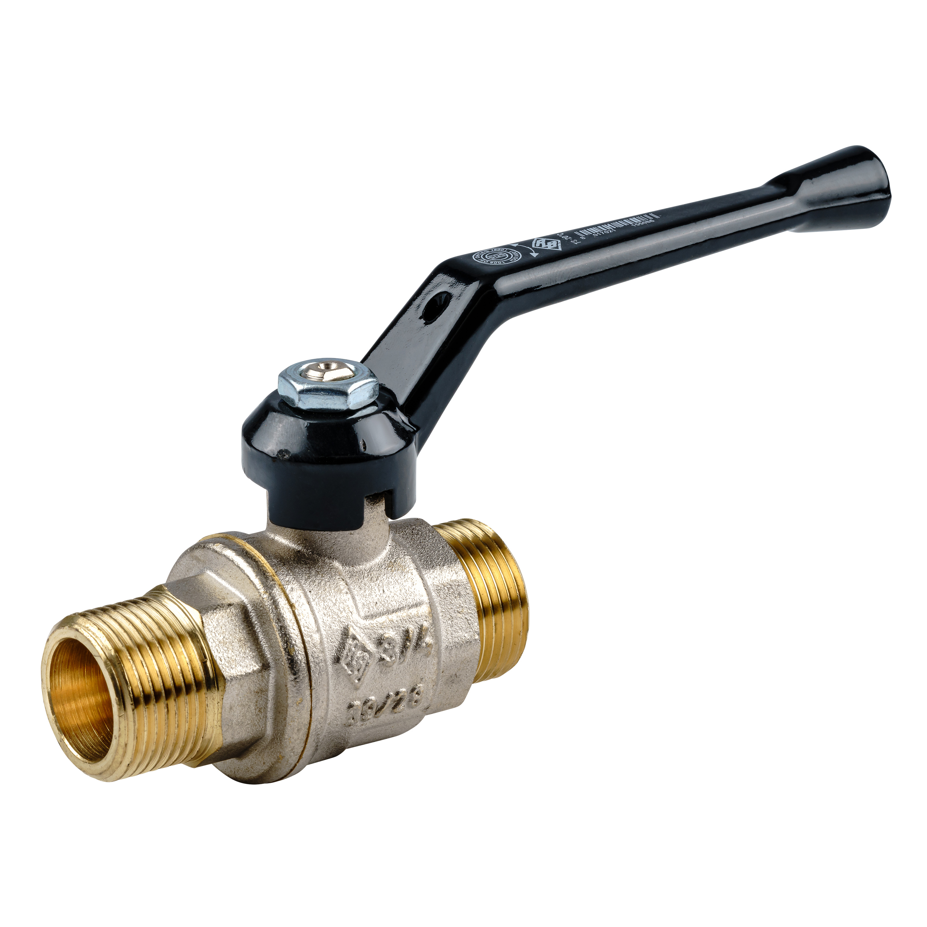 Kugelhahn Aussengewinde für Druckluft und Industrie mit schwarzem Griff