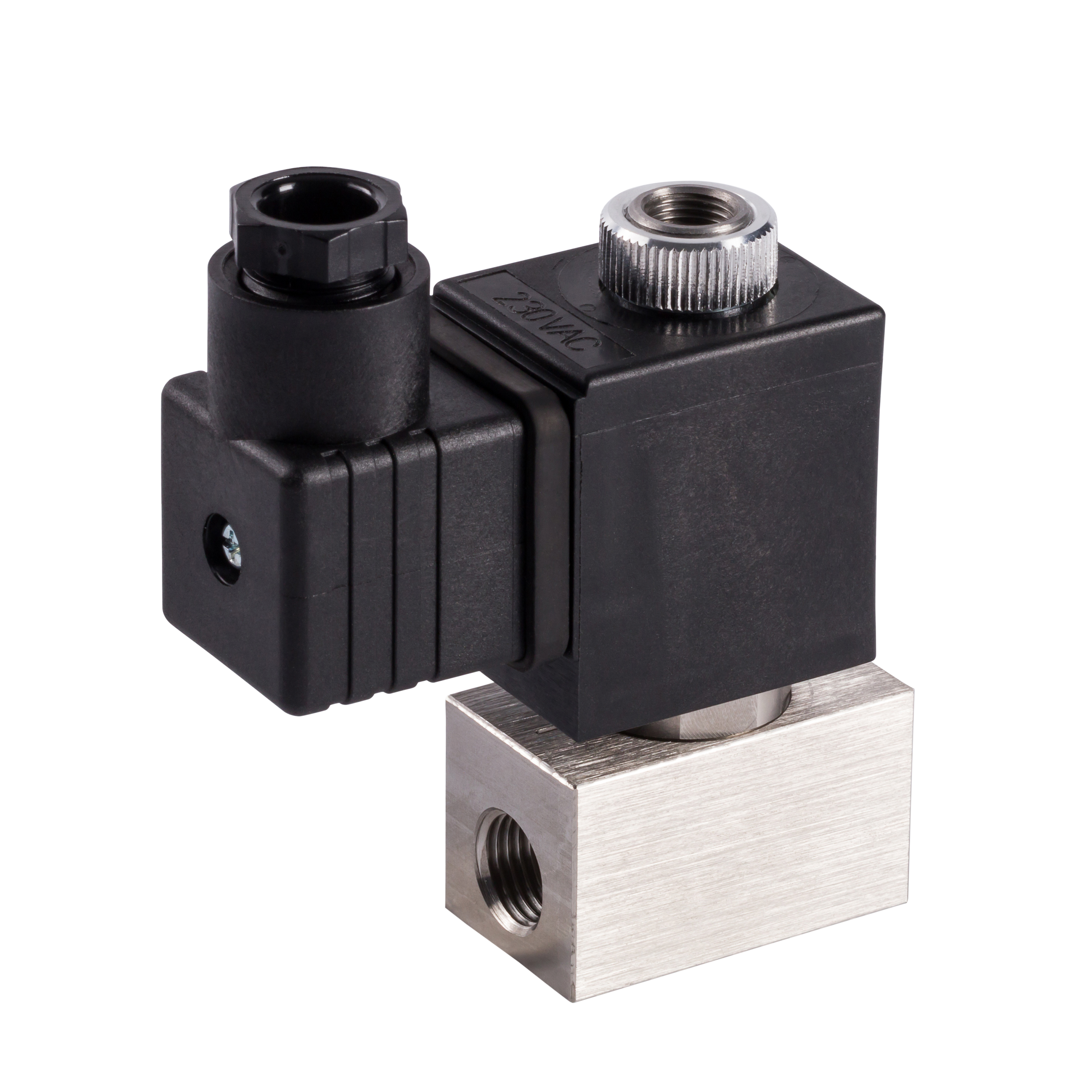 3/2-Wege Direktgesteuertes Magnetventil, stromlos geschlossen, Edelstahl