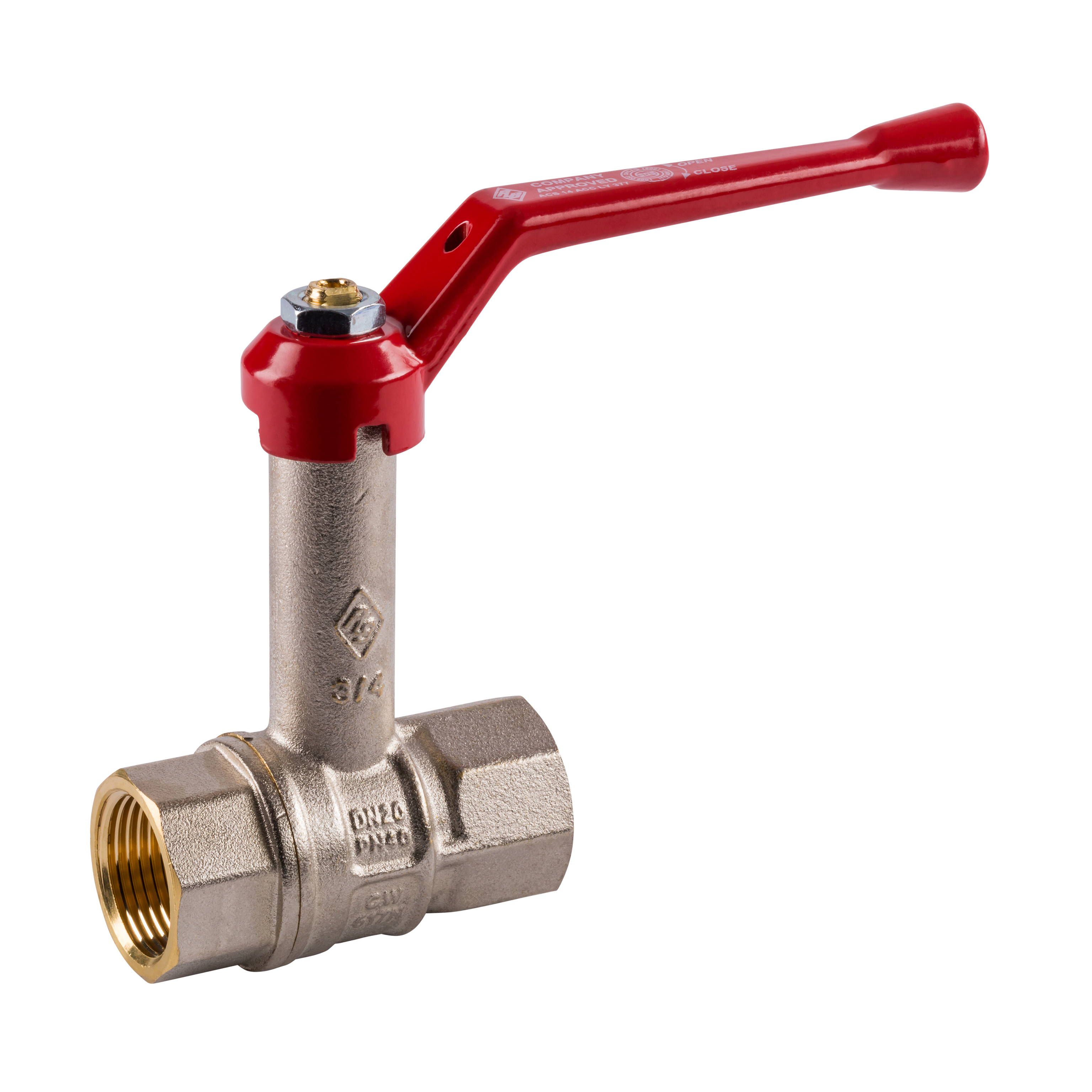 Kugelhahn Spindelverlängerung Innengewinde für Heizungs-Installation mit rotem Griff