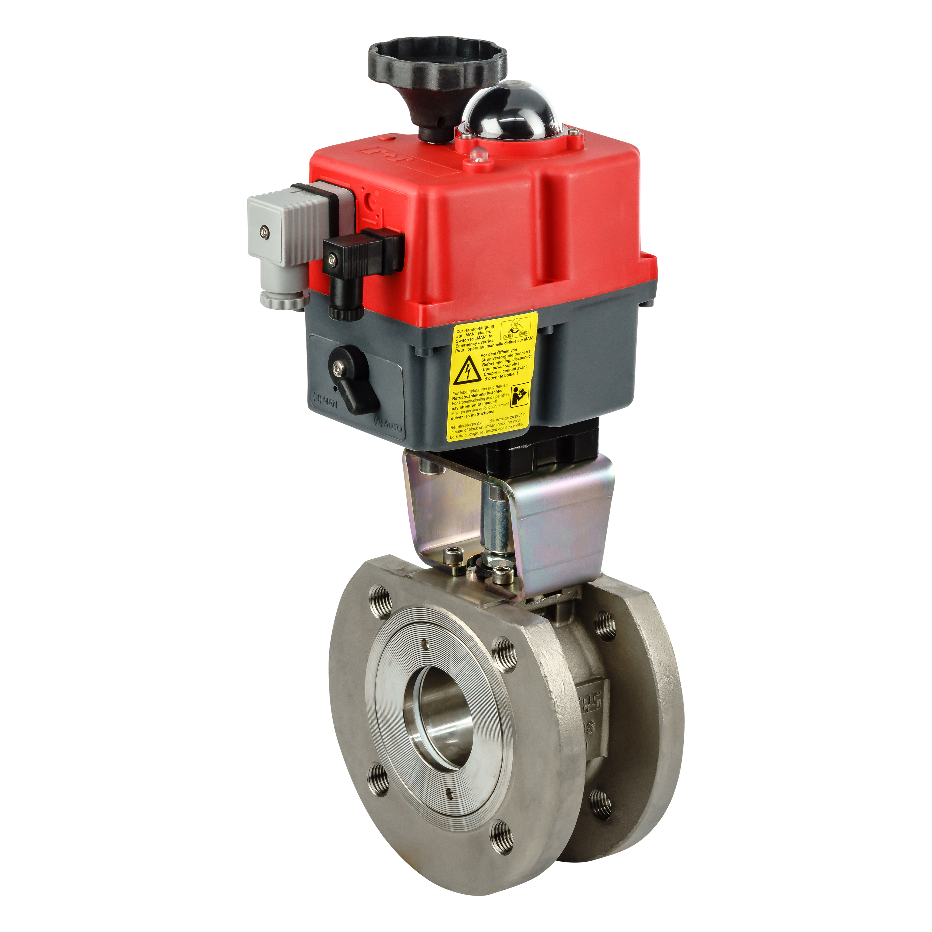 Kompaktflansch-Kugelhahn Edelstahl mit elektrischem Schwenkantrieb