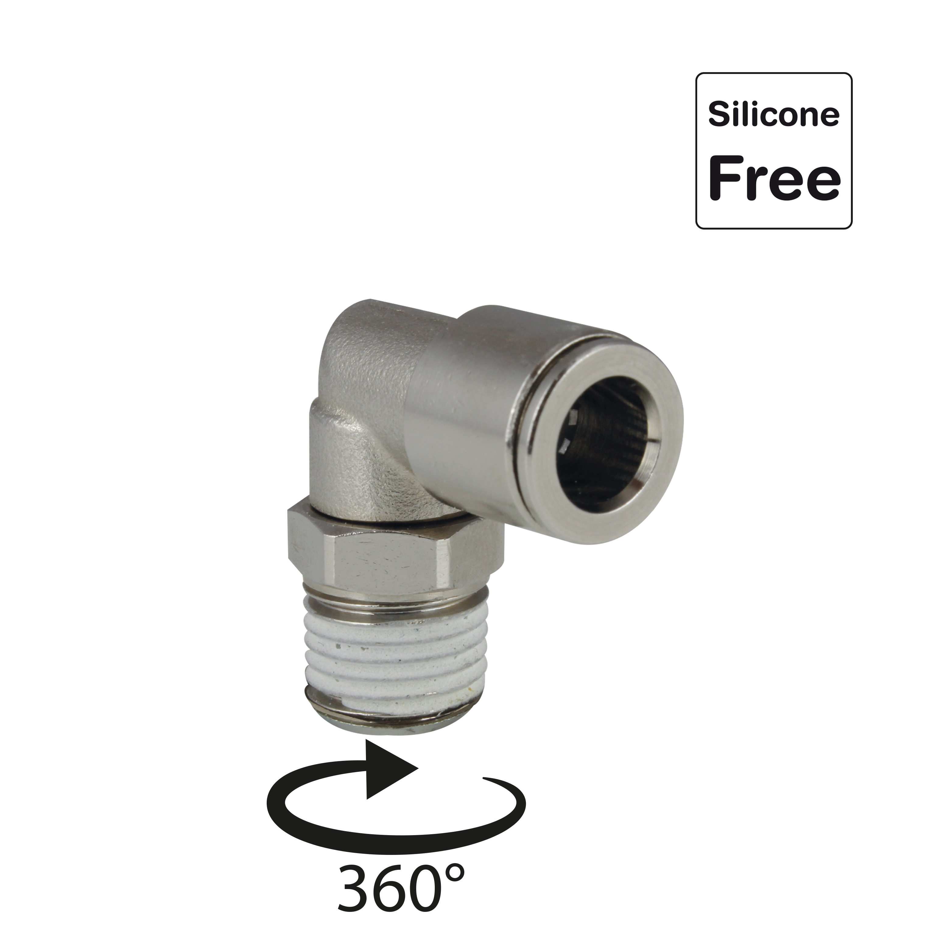 Equerre mâle conique, tournante, laiton nickelé, raccord instantané Push-In, Trigress Armaturen AG