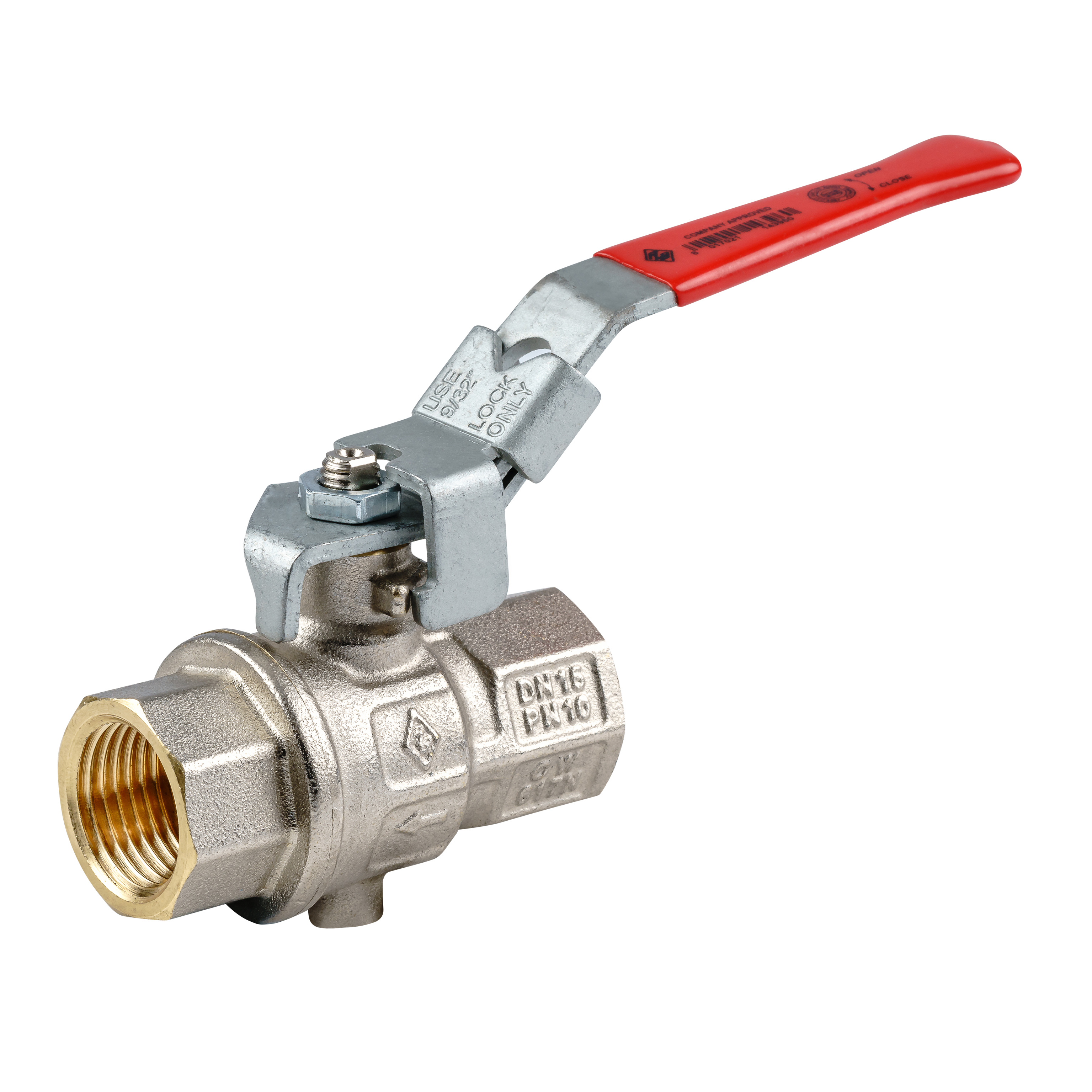 Kugelhahn mit Entlüftung Innengewinde für Druckluft und Industrie mit rotem Stahlband-Griff