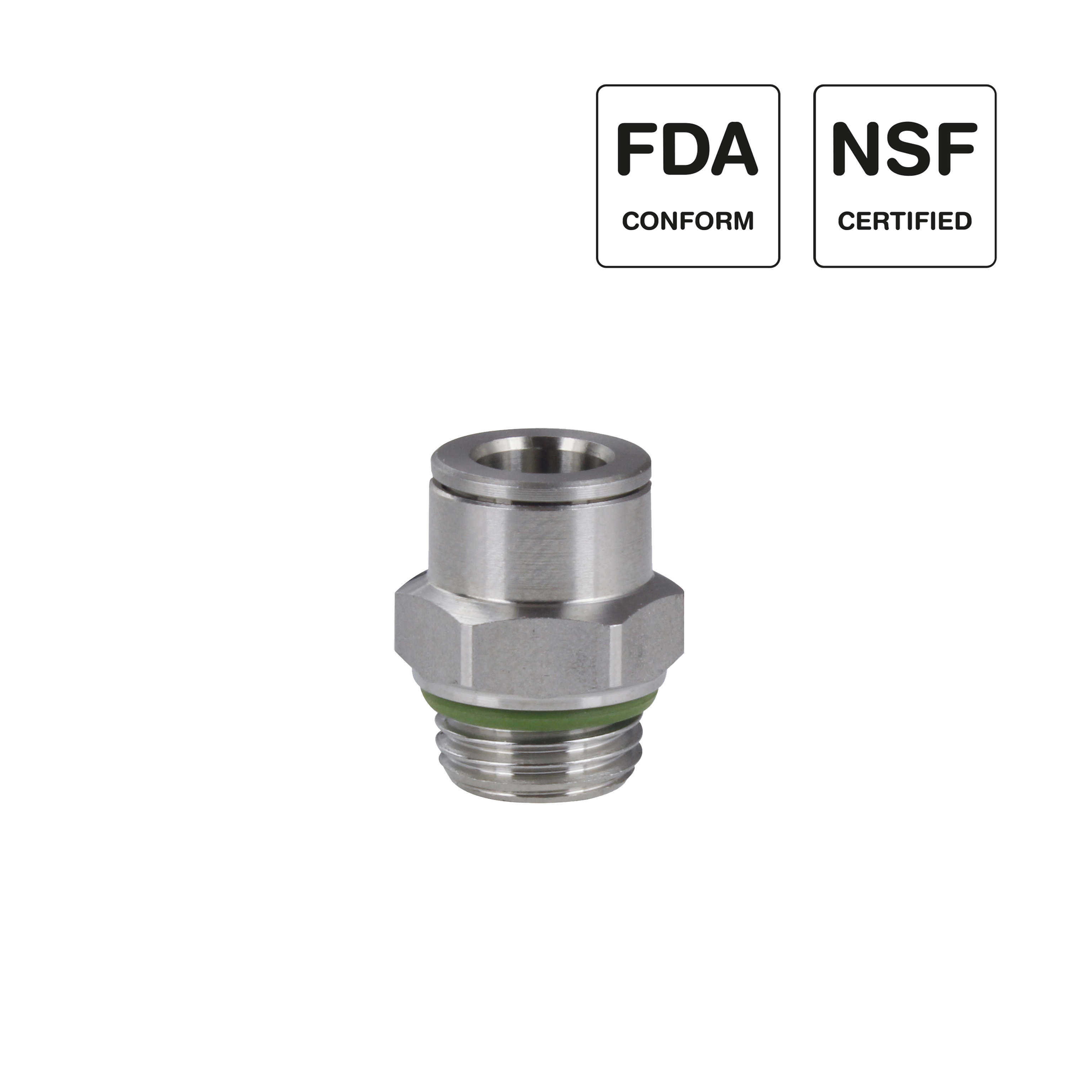 Gerade Verschraubung, zyl. mit O-Ring und Innensechskant, Edelstahl 1.4404, Steckverschraubung Push-In, Trigress Armaturen AG